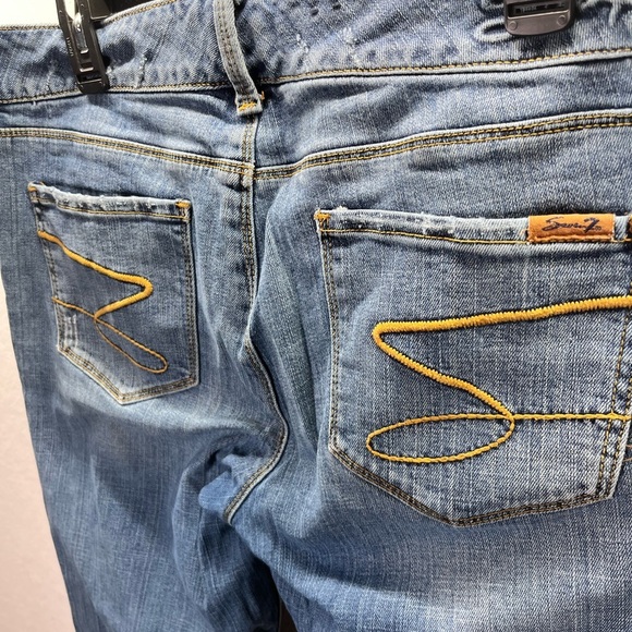 Seven7 Distressed Sexy Flare Jeans Womens 32 Plus Size Blue Denim Stretch 2555 - Picture 10 of 11